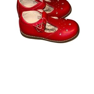 FootMates sherry Toddler Girl's red Genuine Leather Mary Jane Shoes size 6.5